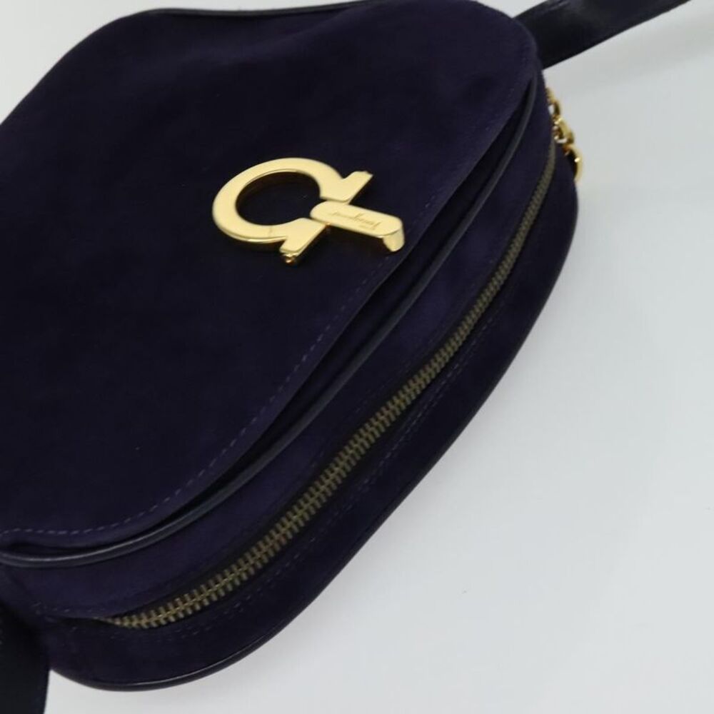 Salvatore Ferragamo Gancini Suede Purple Suede Shoulder Bag Bag - Picture 16 of 16